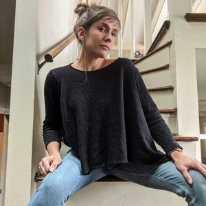 Puella Oversized Asymmetrical Black Top Anthro